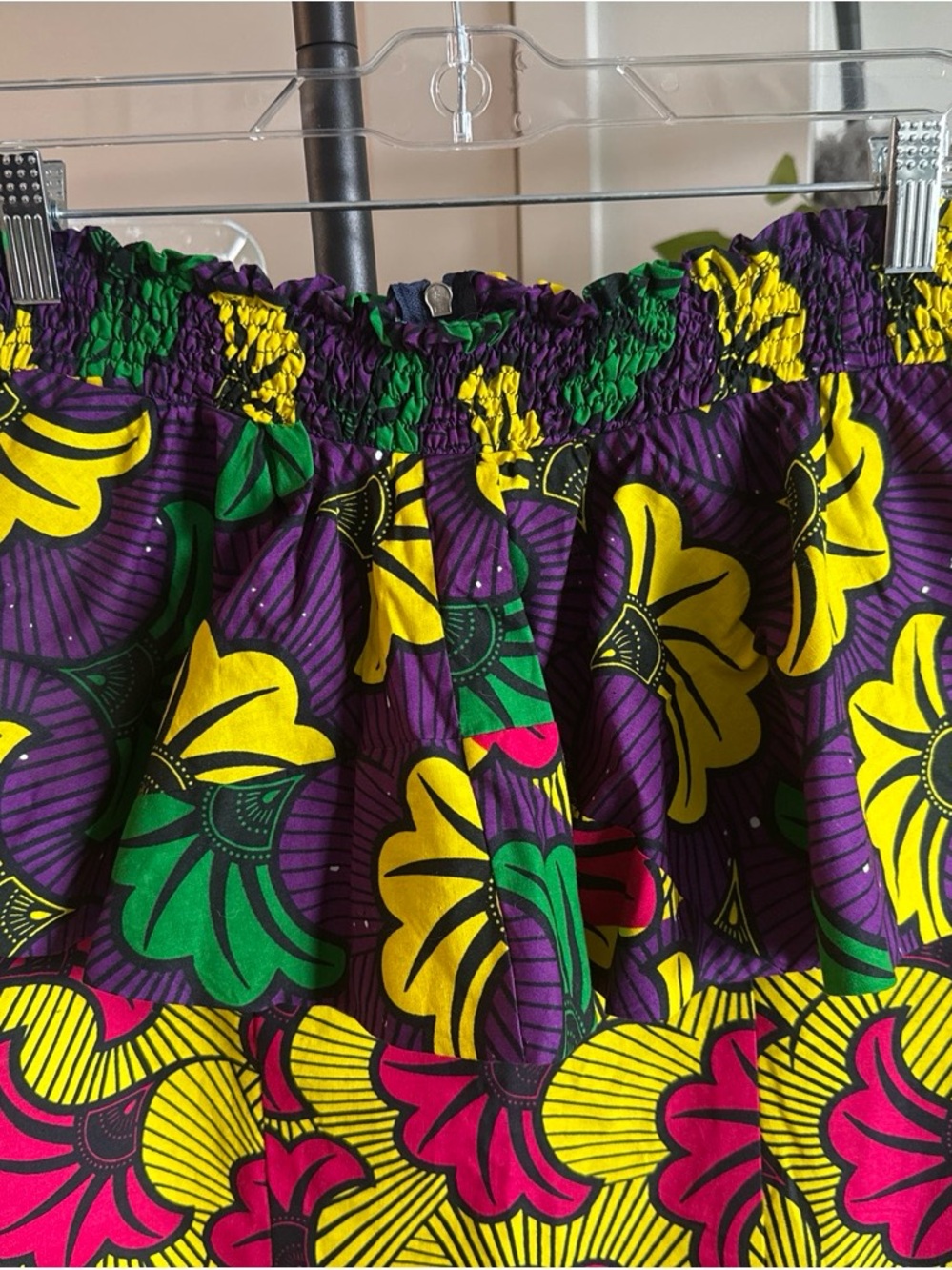 Bright Floral Purple Midi Waist Skirt